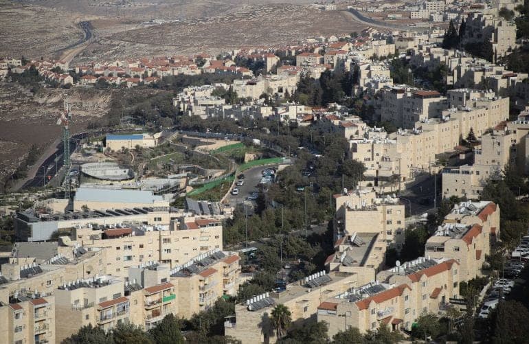 An aerial view of Pisgat Ze'ev, a Jewish settlement in East Jerusalem, October 4, 2018. (Photo by Mostafa Alkharouf /Anadolu Agency/Getty Images)
